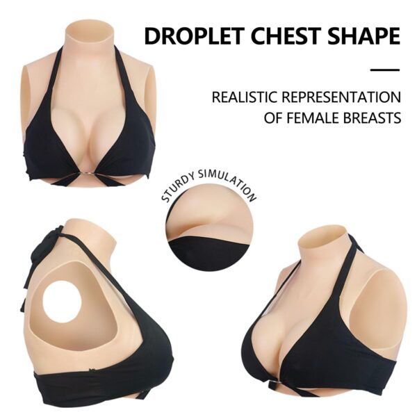 Ivory white silicone breastplate - natural skin tone fake boobs